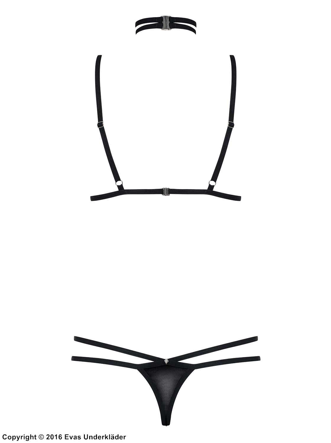 Playful lingerie set, cage bra, thin straps